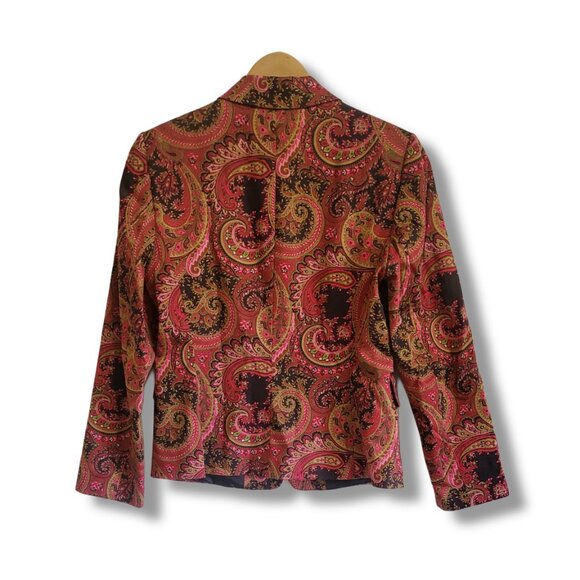 🌿Tahari Petite 6 Boho Paisley Blazer Jacket Arthur S. Levine Trendy - Picture 9 of 15